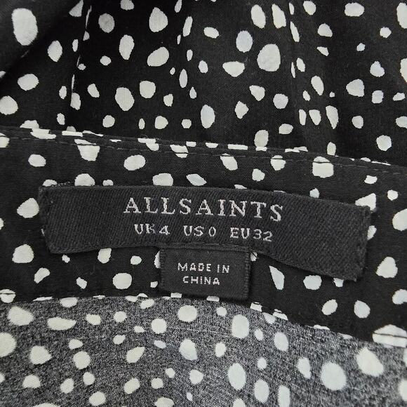 Allsaints Frida Splash Polka Dot Flare A-line Mini Skirt Black White Size 0 - Picture 5 of 7